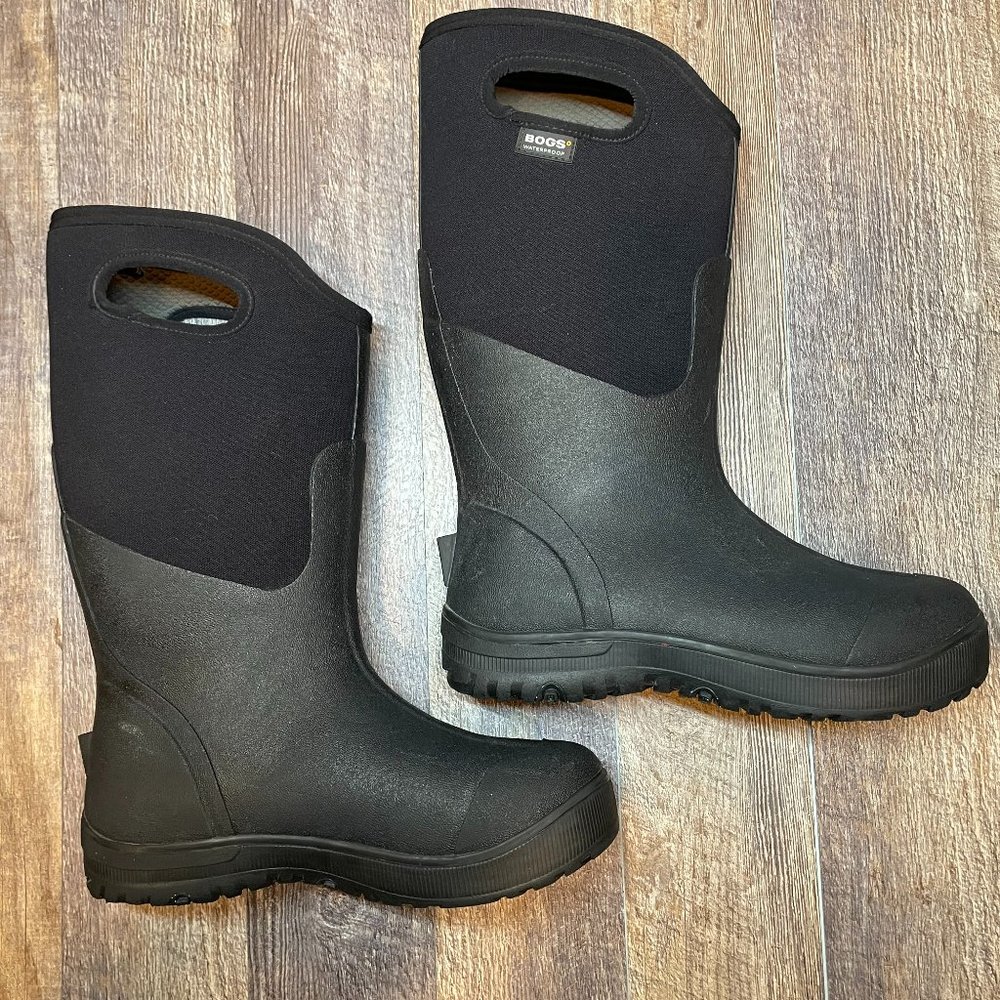 Bogs  Classic Ultra High Black Waterproof Boots Men Size 8 style 51377 Exc Cond